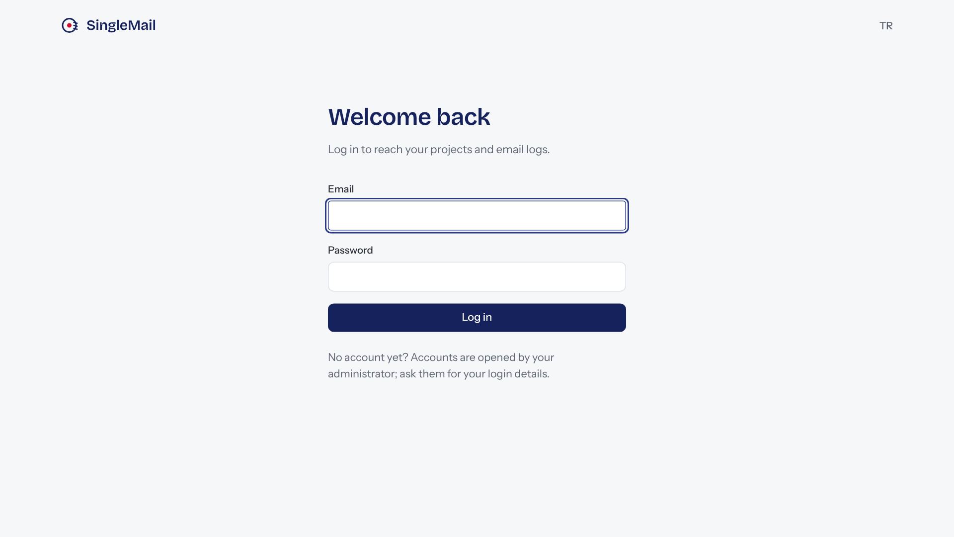 Login screen